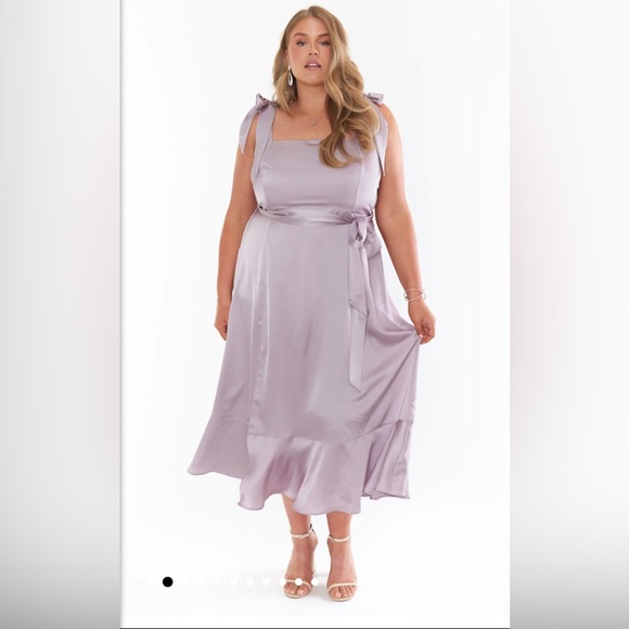 NWOT Show Me Your Mumu Claire Midi Dress in Dusty Purple Luxe Satin Size XXL - Picture 2 of 7
